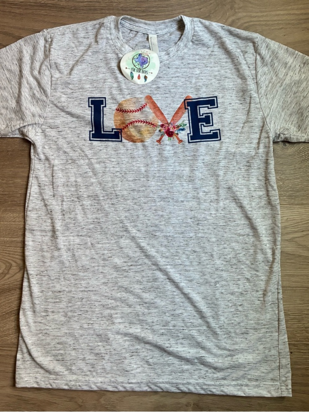 Women’s Gray 'LOVE' Baseball Tee